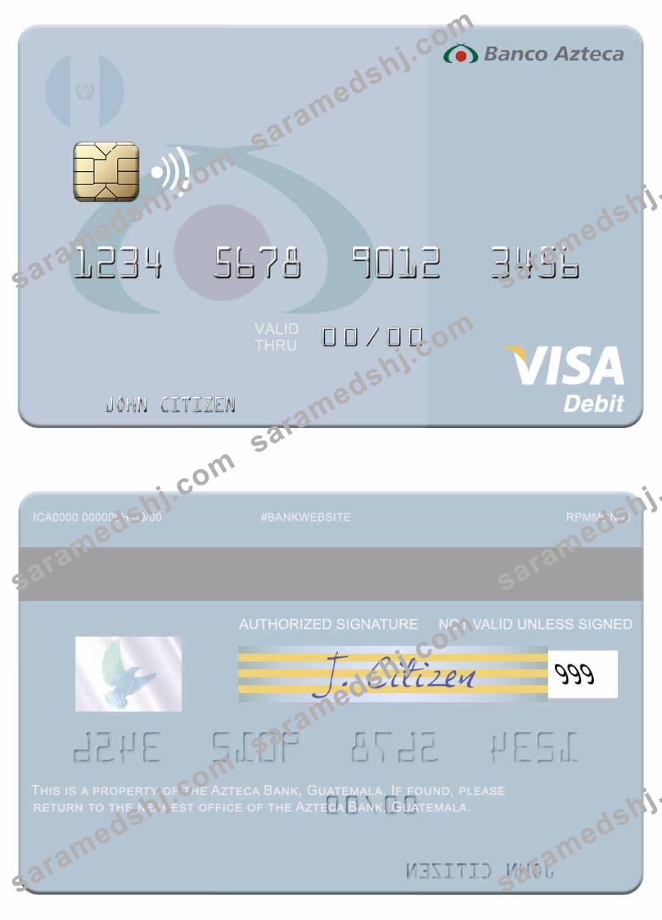 Guatemala Azteca Bank visa debit card